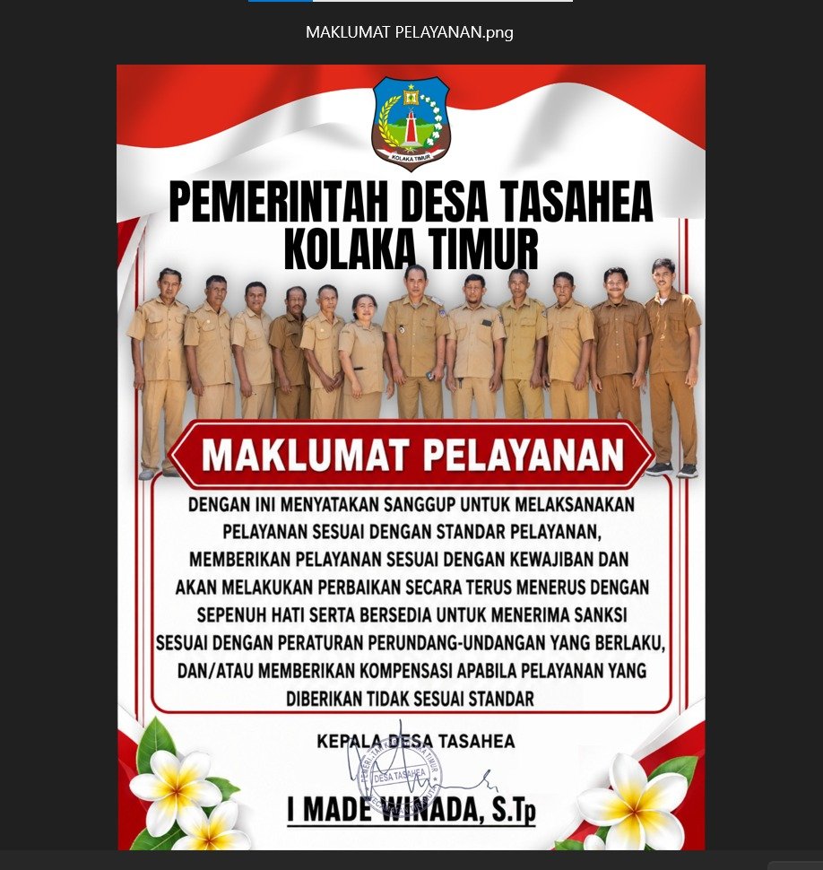Komitmen Tingkatkan Kualitas, Pemerintah Desa Tasahea Terbitkan Maklumat Pelayanan Public